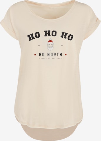 T-shirt 'Ho Ho Ho Santa Claus Weihnachten' F4NT4STIC en beige : devant