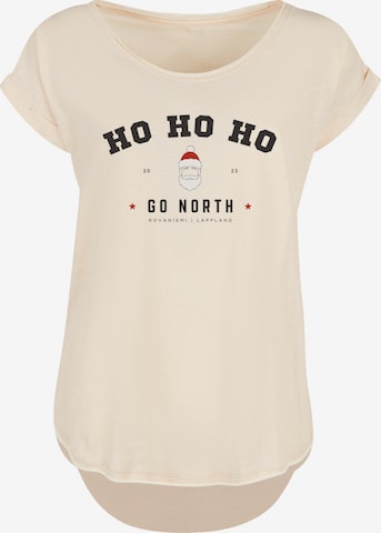 F4NT4STIC Shirt 'Ho Ho Ho Santa Claus Weihnachten' in Beige: Vorderseite