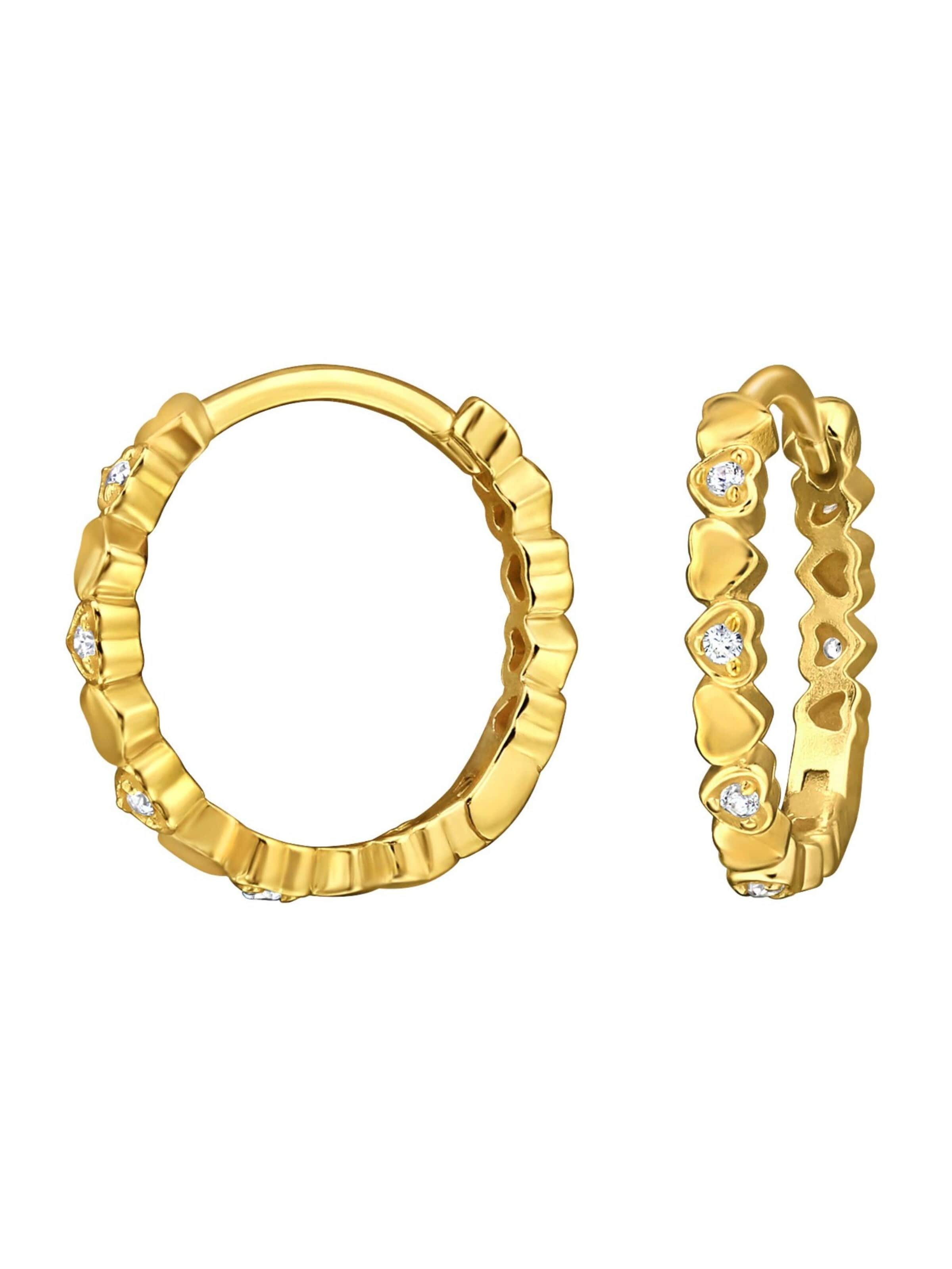 Boucles d'oreilles 'Heart Band Sterlingsilber Huggie Creolen Goldplattiert mit 12x Zirkonia' Maxte en or : devant