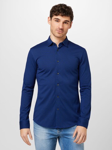 BOSS Black Regular fit Button Up Shirt 'Roan' in Blue: front