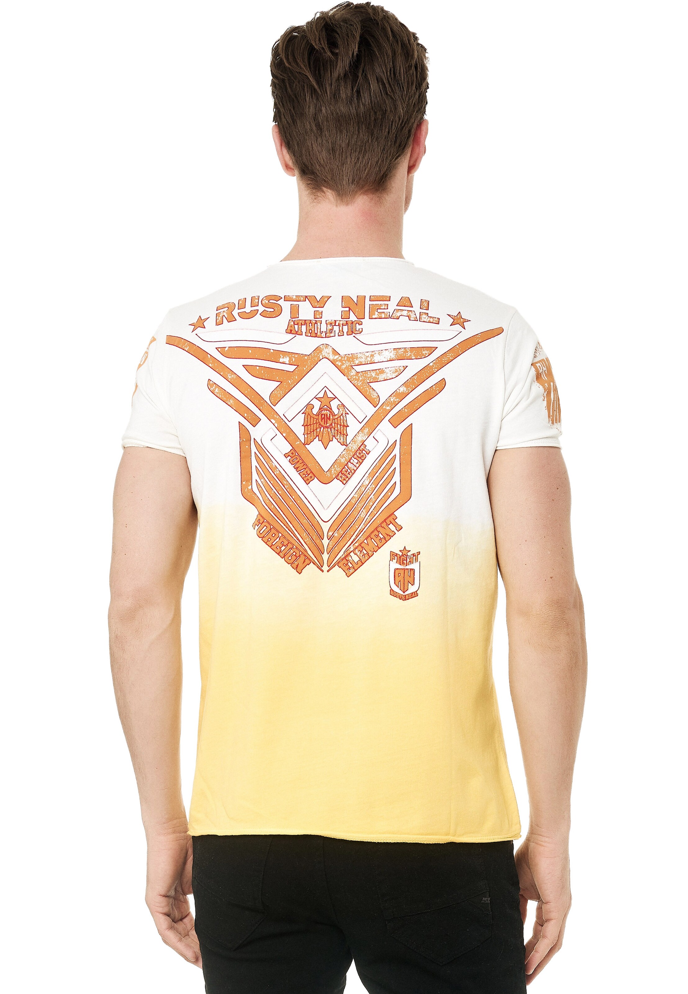 Rusty Neal T-Shirt aus formbeständiger Baumwolle in Gelb