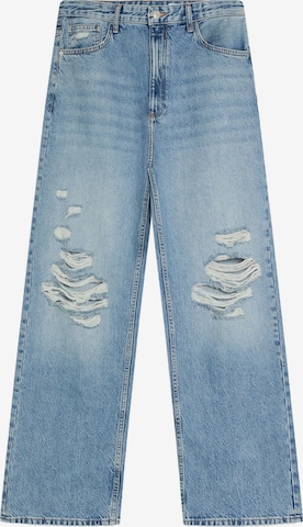 BershkaBaggy Traperice 'VINTAGE' - plava boja: prednji dio