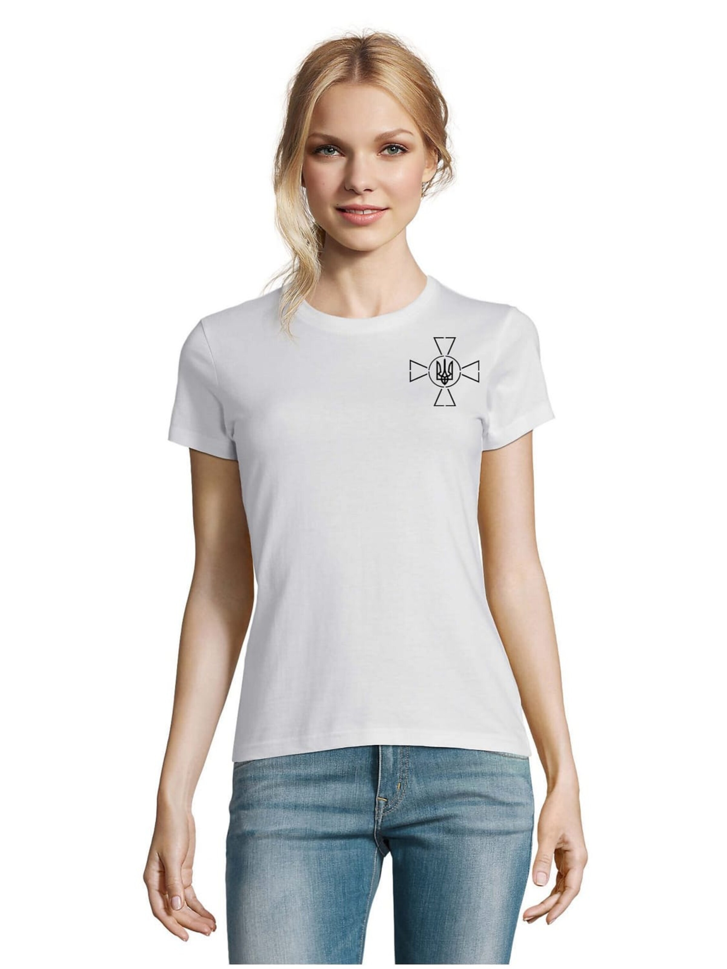 Blondie & Brownie Shirt 'SelenskyjKreuz' in White: front