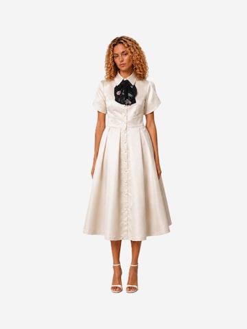 Robe 'Off-White Satin Backless Midi Dress' BIBI SAKALIEVA en blanc