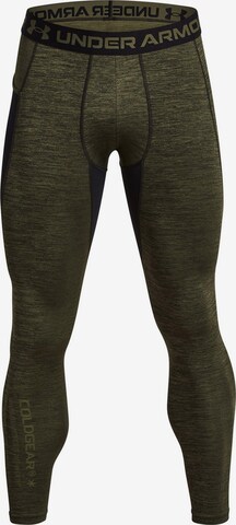 UNDER ARMOUR Workout Pants 'Cold Gear Twist' in Green: front