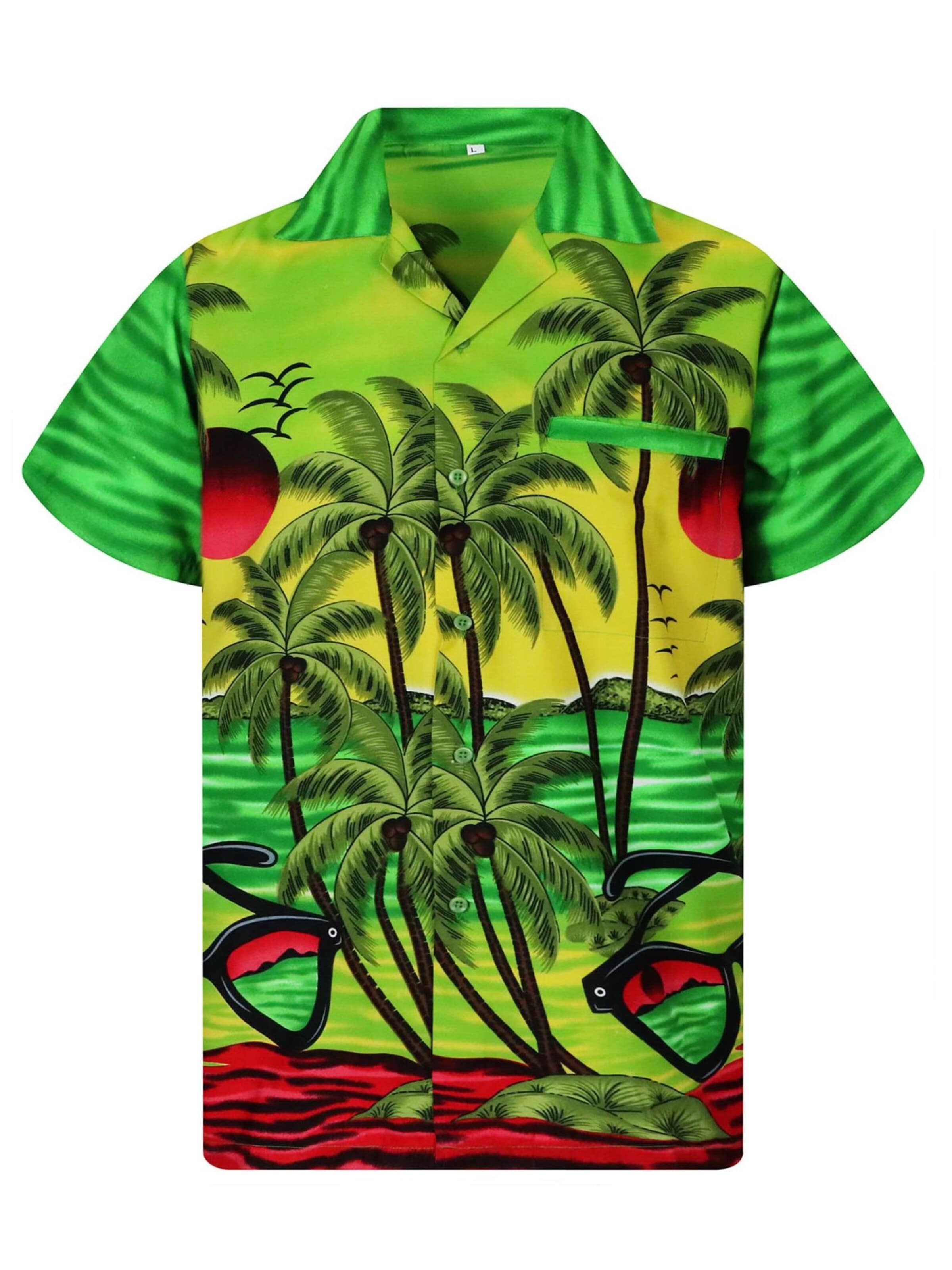 Maglietta 'Sunglasses' di King Kameha in verde: frontale