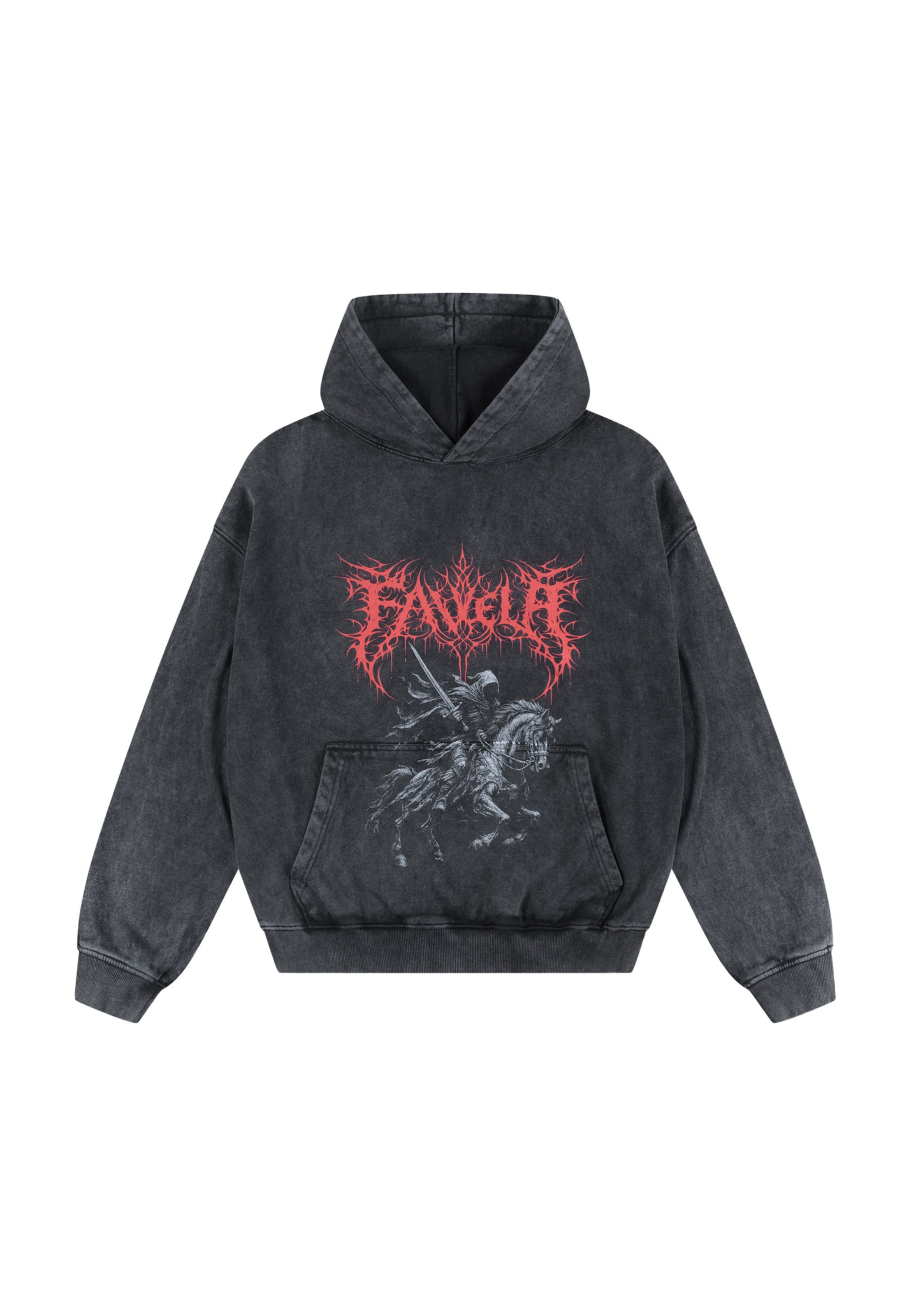 FAVELA Sweatshirt 'Knightrider' in L in dunkelgrau / rot / schwarz, Produktansicht