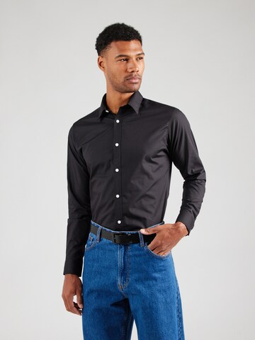 JJ Rebel - Ajuste estrecho Camisa 'JREBGAVIN' en negro: frente