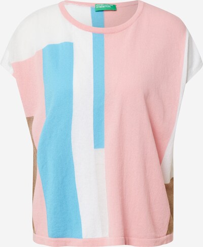 UNITED COLORS OF BENETTON Sweater in Light blue / Brown / Pink / White, Item view