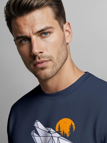 Neverless Sweatshirt 'Polygon Wolf' in Blue