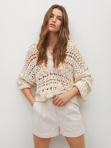 MANGO Regular Bandplooibroek 'RUSTIC' in Beige: voorkant