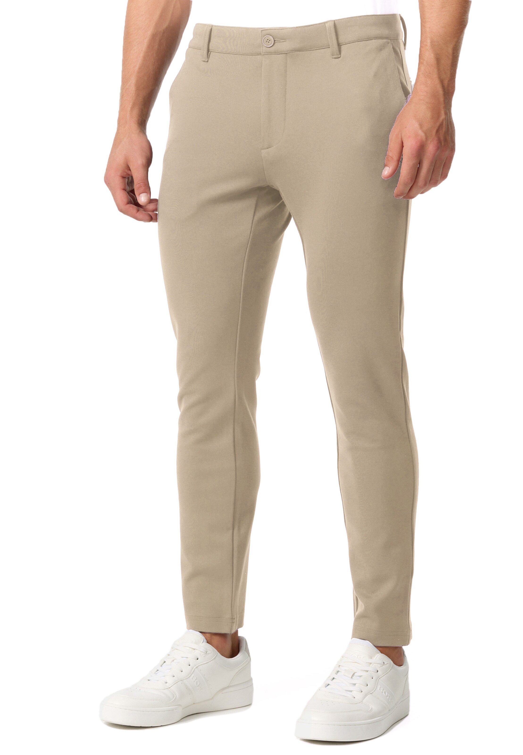 Coupe slim Pantalon 'Rodekro' INDICODE JEANS en beige : devant