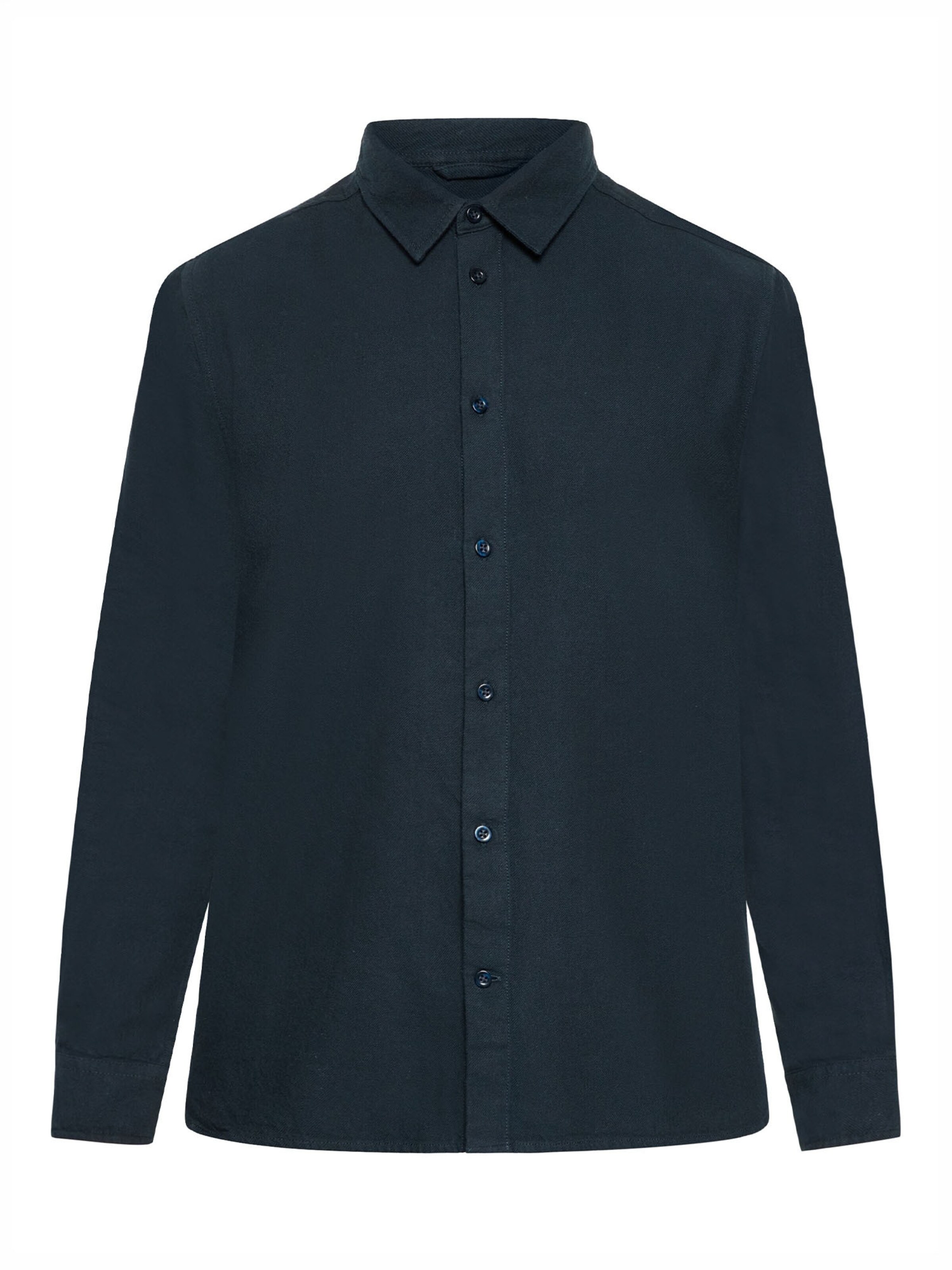 KnowledgeCotton Apparel Regular fit Button Up Shirt in Black: front