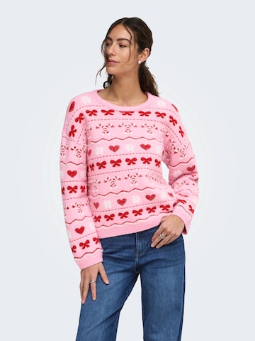 ONLY - Jersey 'ONLXMAS SNOWIE' en rosa: frente