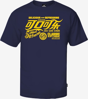 Oldskull Shirt 'Retro Refreshing Typography' in Blue: front