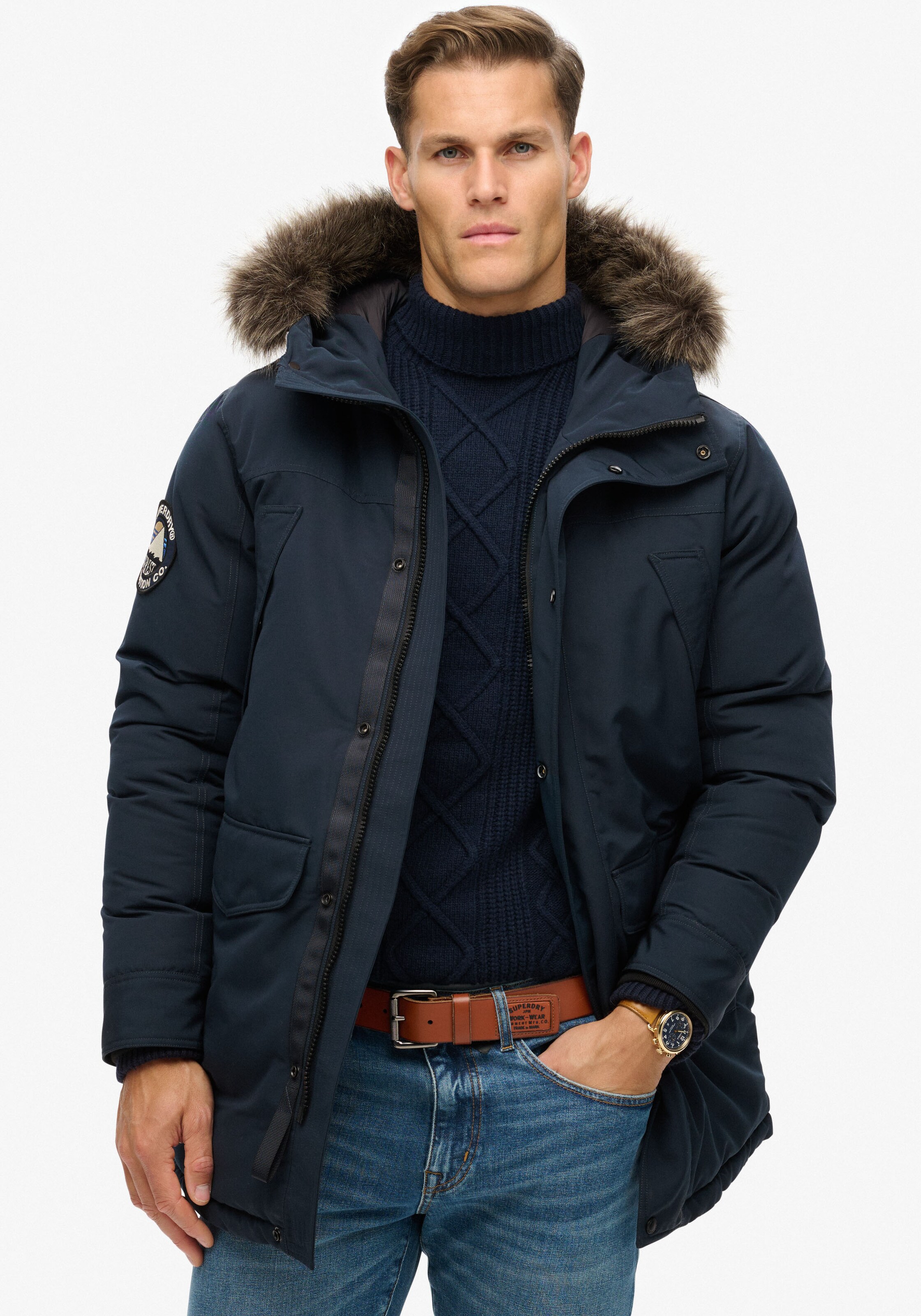 Superdry & Co Winterparka 'Everest' in Bruin: voorkant