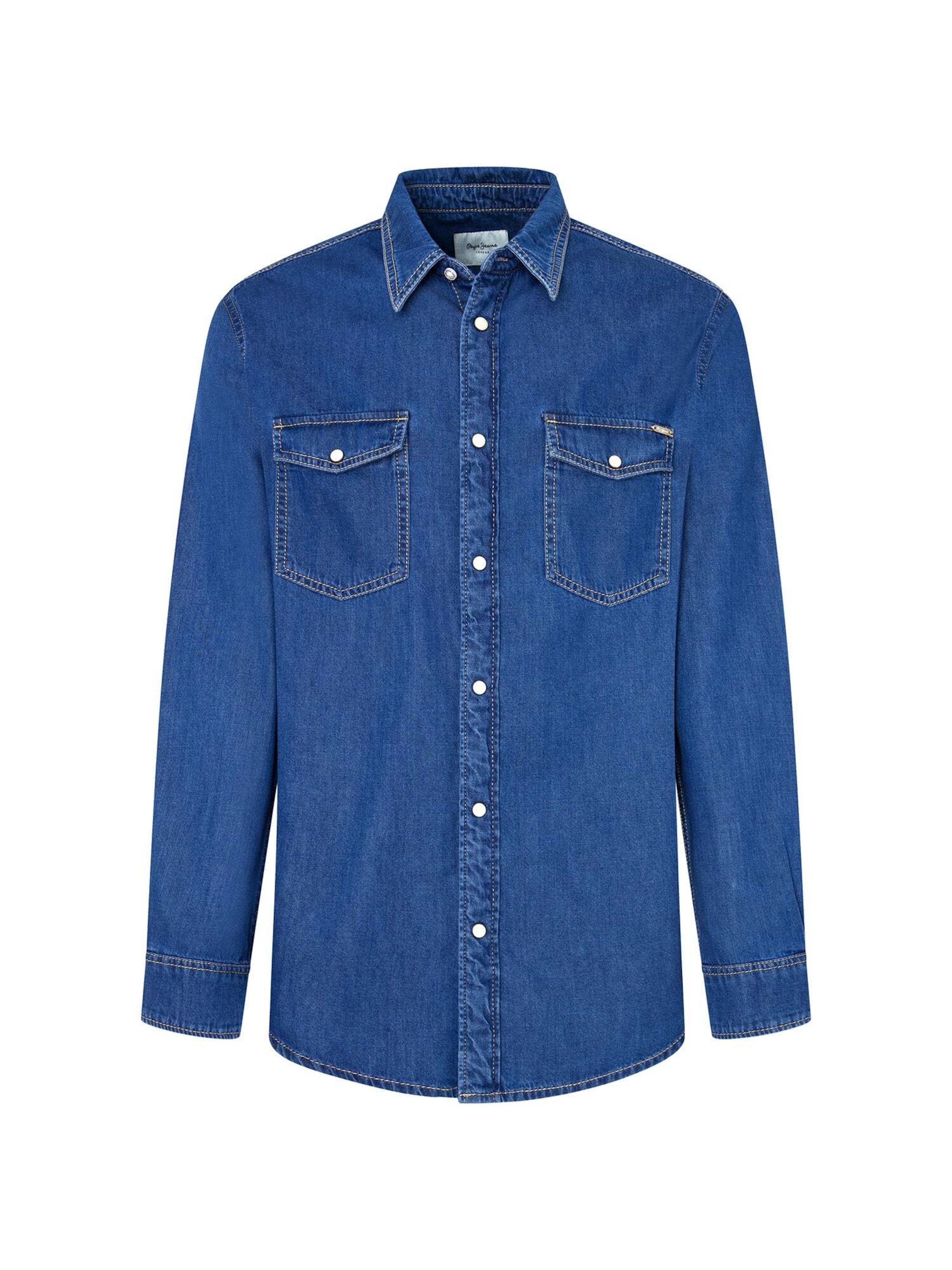 Pepe Jeans Regular fit Overhemd in Blauw: voorkant