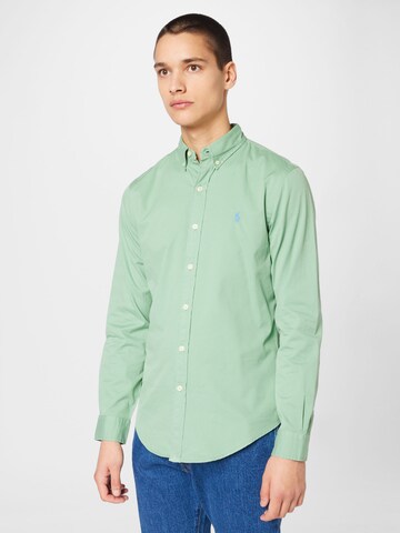 Coupe slim Chemise Polo Ralph Lauren en vert : devant