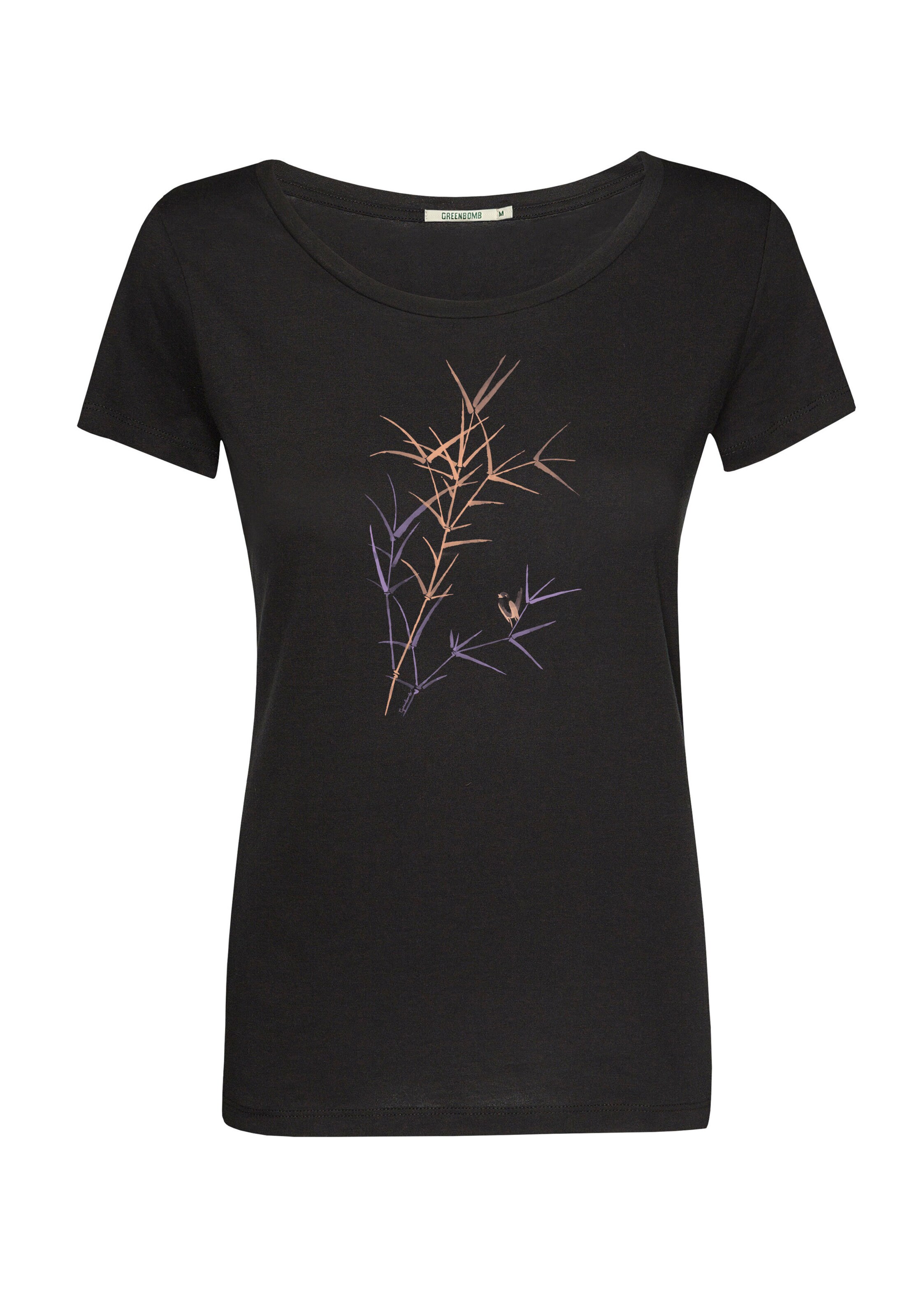 GREENBOMB Shirt 'Nature Bird Reed' in Black: front