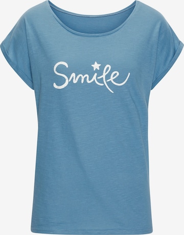 T-shirt BEACH TIME en bleu : devant