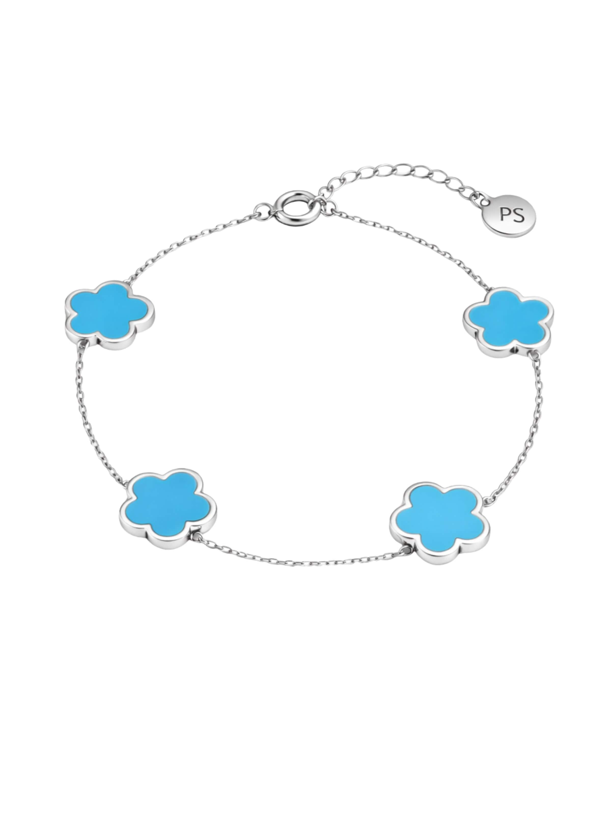 Pure Schmuck Bracelet 'Clover Ice Blue' in Silver: front
