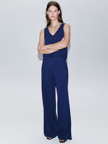 MANGO Wide leg Broek 'VELLA' in Blauw