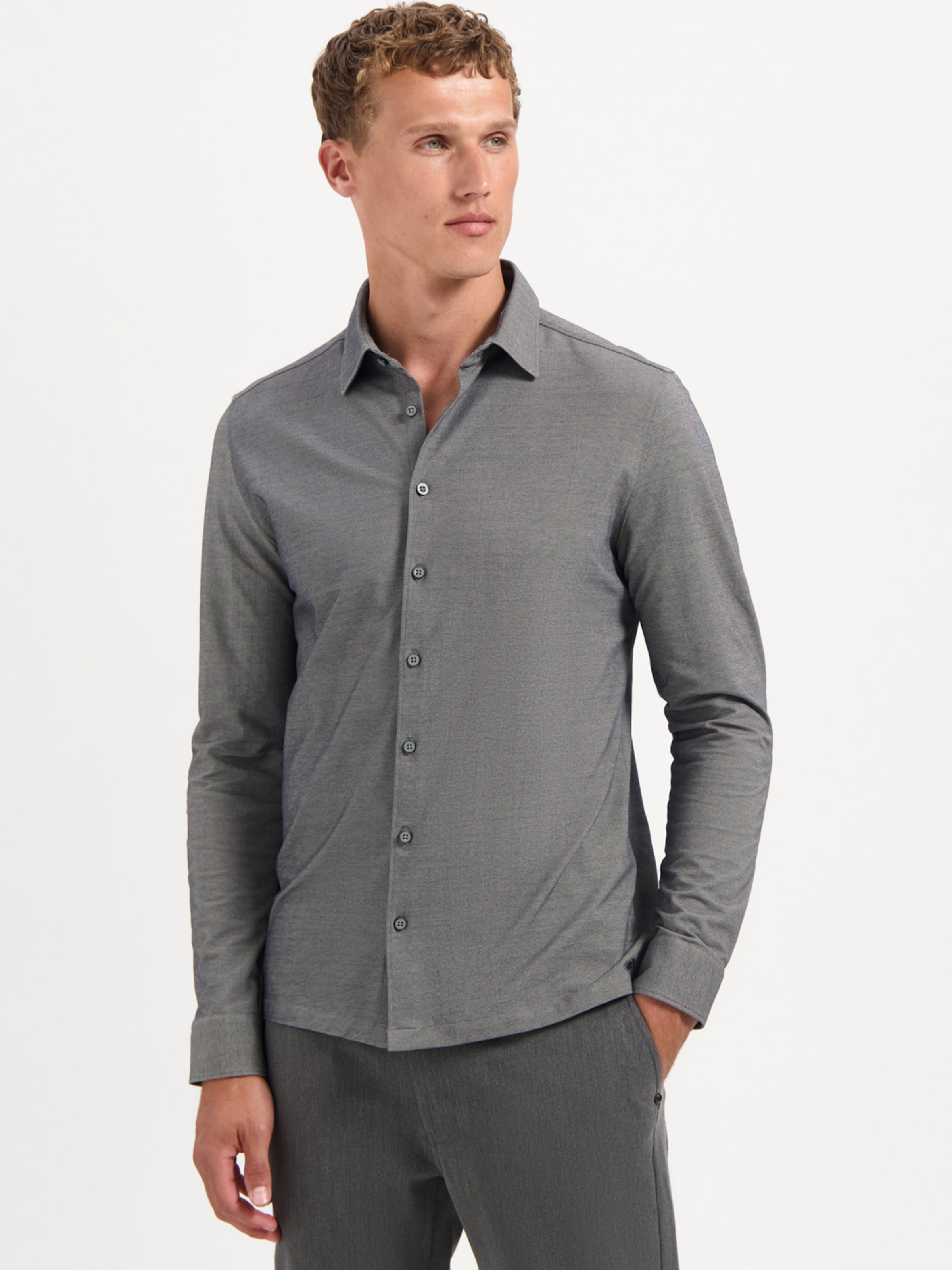 トップス tieme button up T-shirt-GRAY No Excess Regular fit Button Up Shirt in Dark Grey | ABOUT YOU