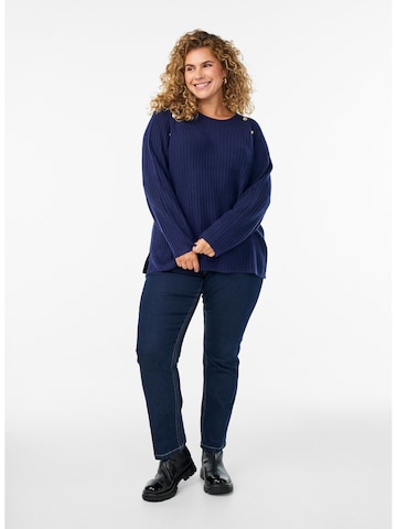 Zizzi Sweatshirt 'Cacomfy' i blå