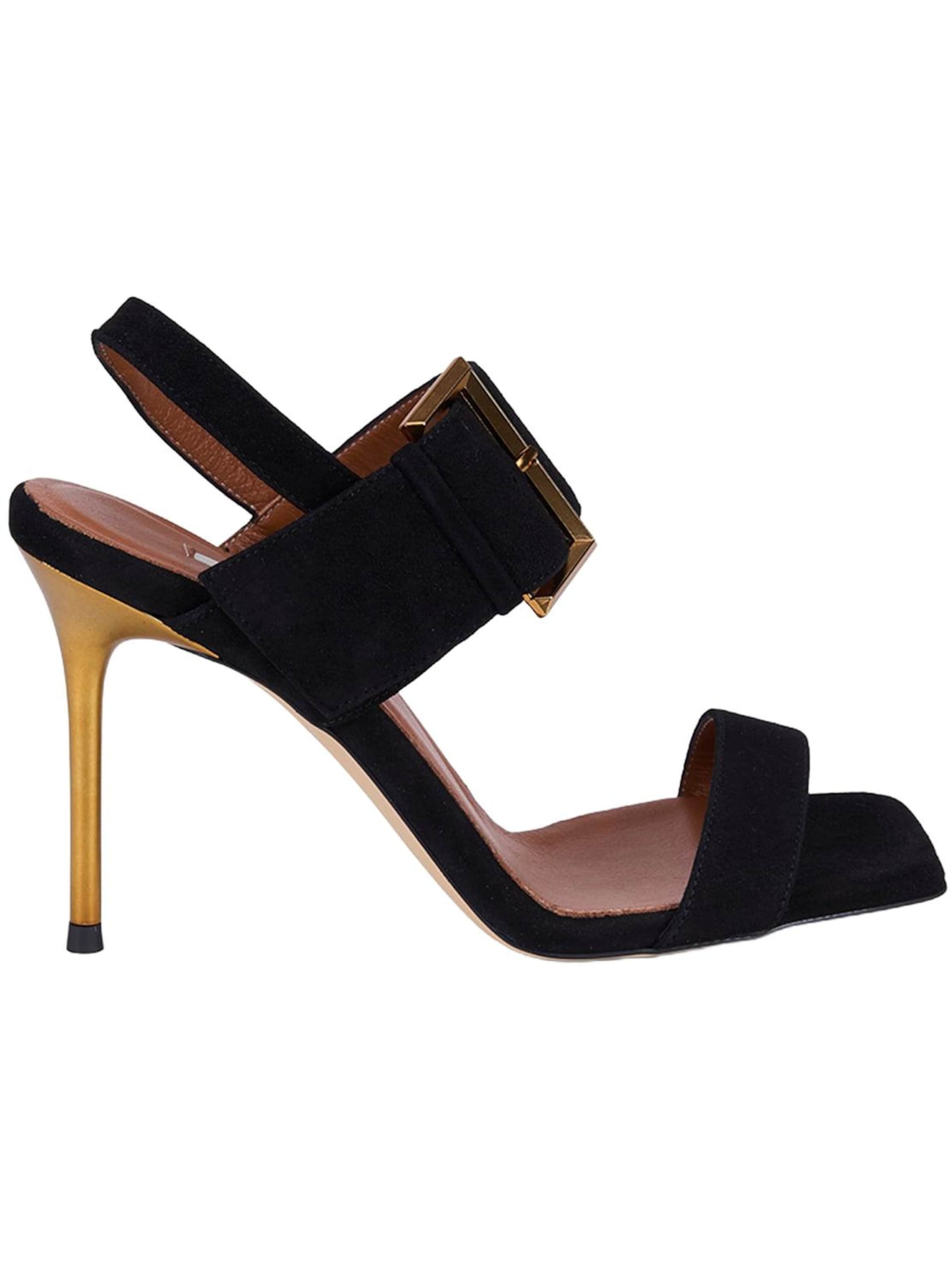 Desa Strap sandal 'DESA Damen-Abendsandalen aus Wildleder mit Schnallendetail' in Black: front