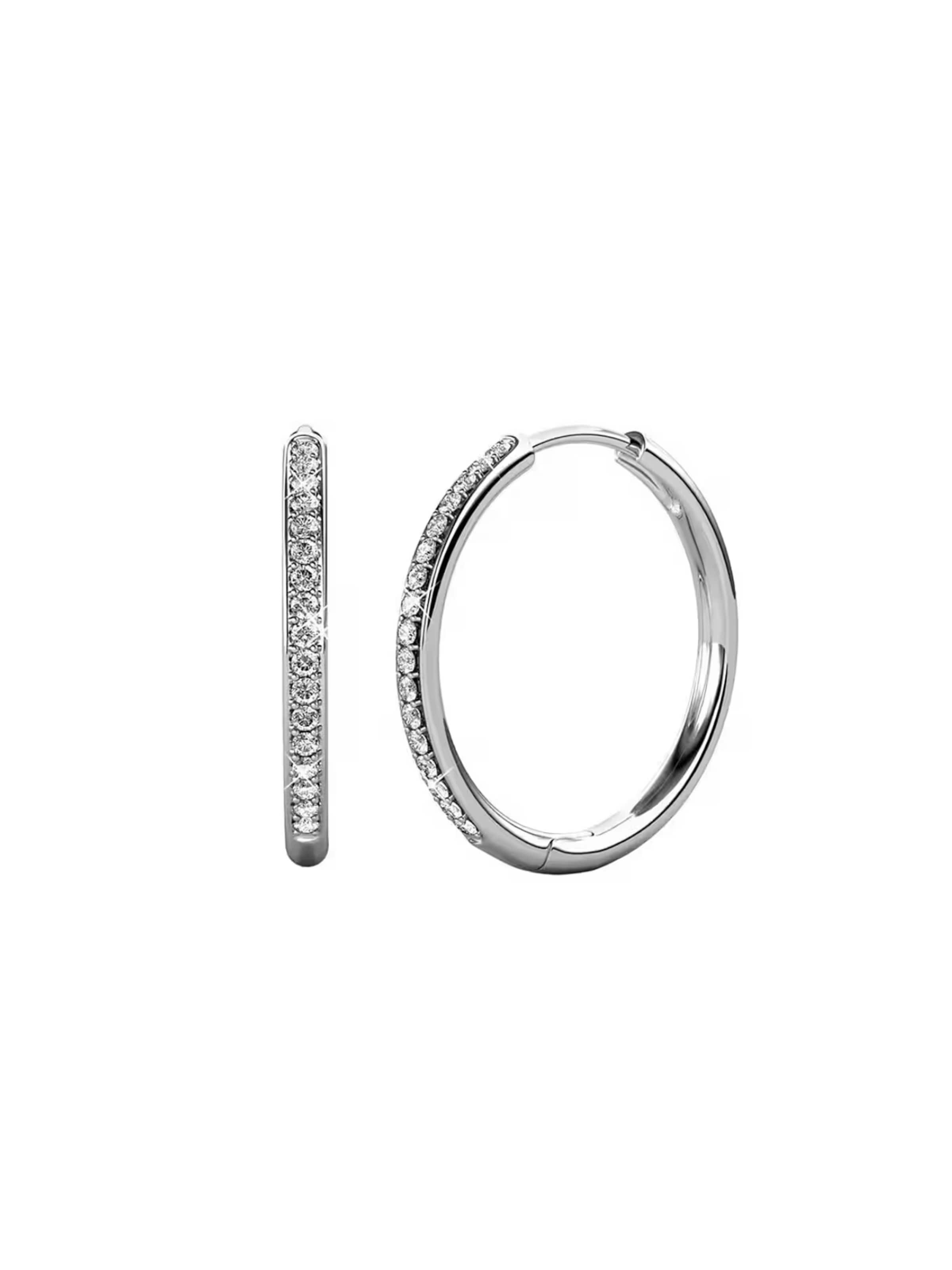 ROUGEMONT Jewellery Earrings 'Funkelnde Creolen Ohrringe 2,5 cm' in Silver: front