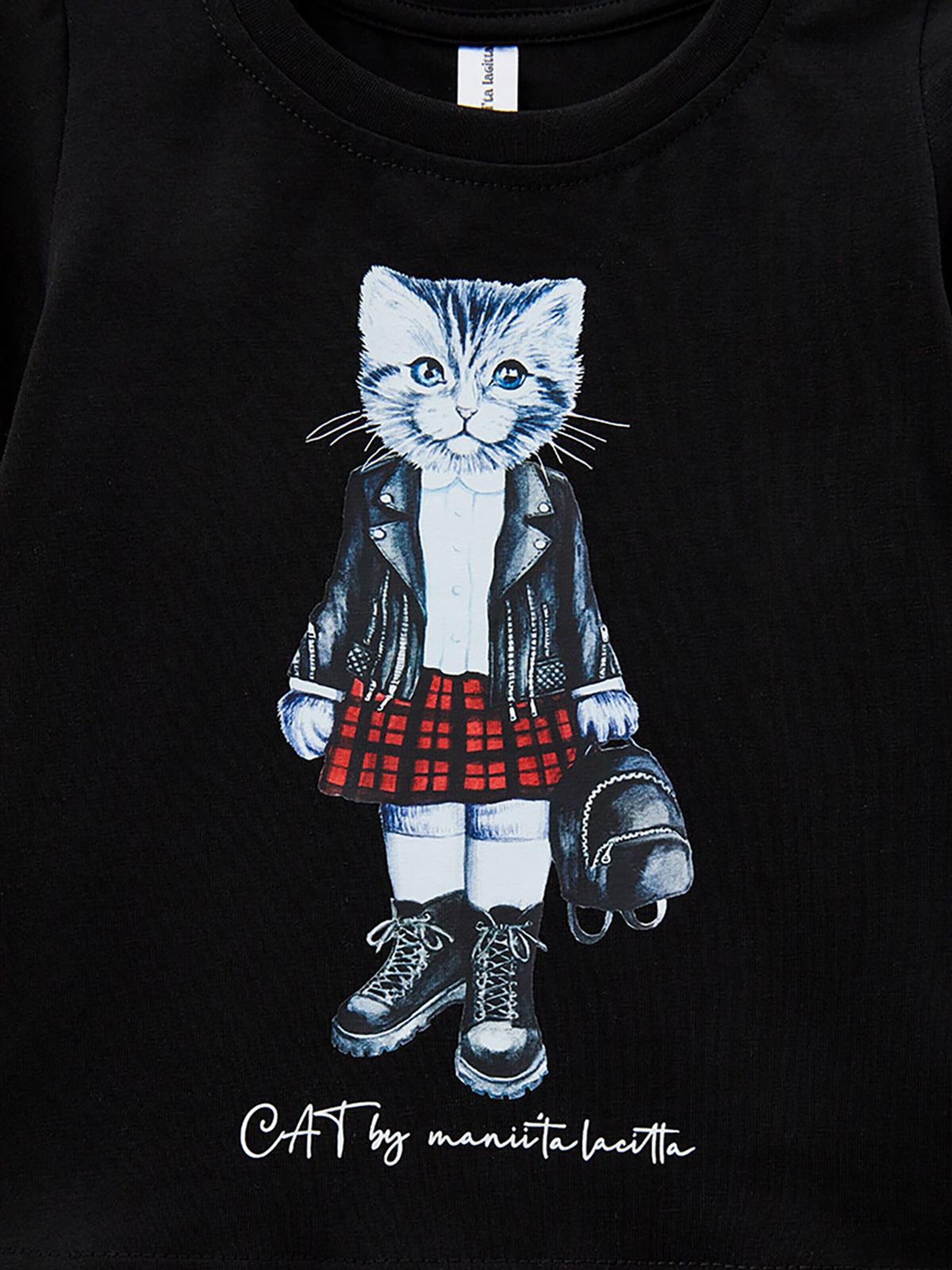 Cat e Lolette Tričko 'Rocker Cat' - Čierna