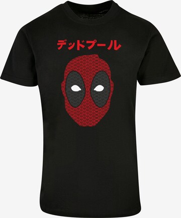 ABSOLUTE CULT Shirt 'Deadpool - Japanese Seigaiha Head' in Zwart: voorkant