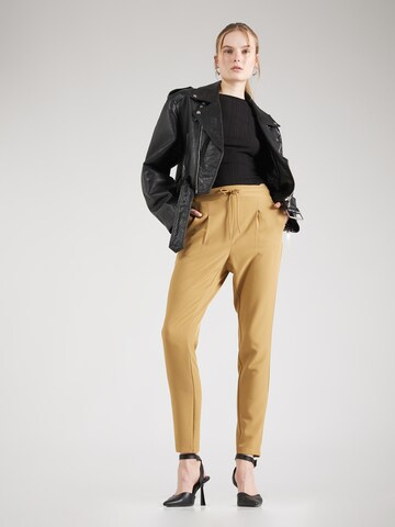 VERO MODA Tapered Pleated Pants 'CARLA' in Brown