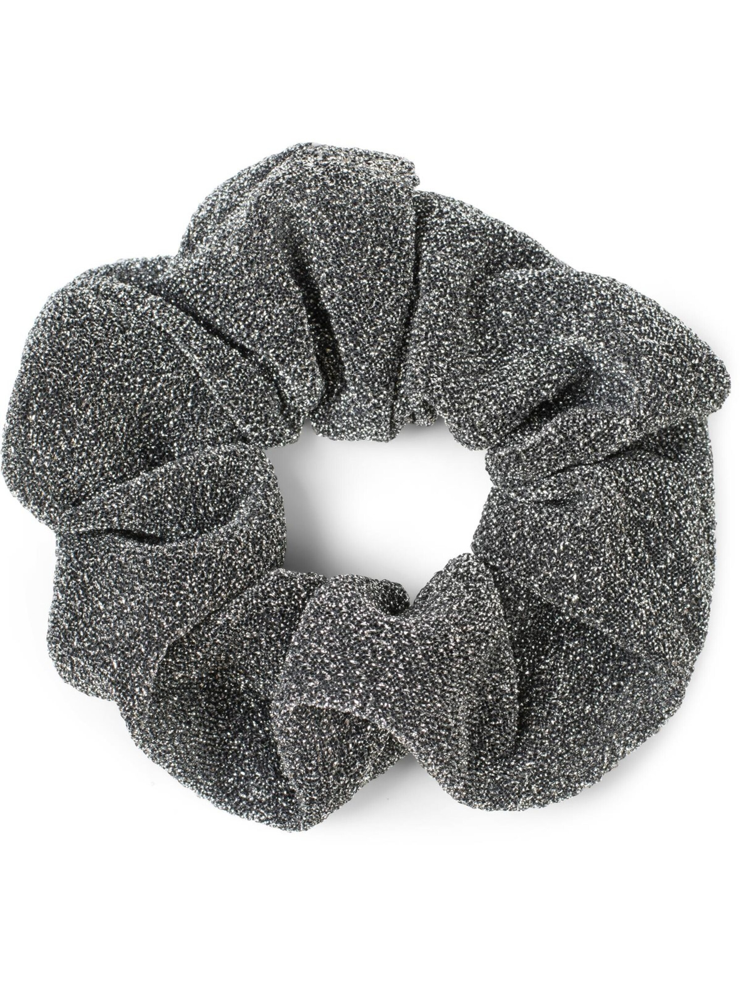 styleBREAKER Haarschmuck 'Glitzer Scrunchie Haargummi'‌‌‌‌‌‌‌‌‌‌ in Silber: Vorderseite