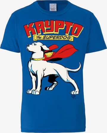 LOGOSHIRT Shirt 'DC Comics – Krypto the Superdog' in Blauw: voorkant