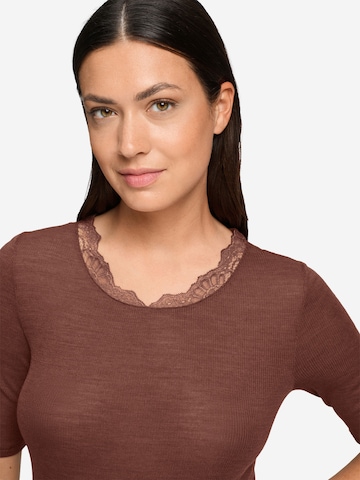 Hanro Shirt ' Woolen Lace ' in Bruin