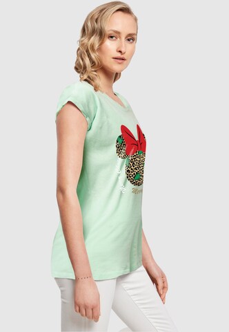 ABSOLUTE CULT Shirt 'Minnie Mouse - Leopard Christmas' in Groen