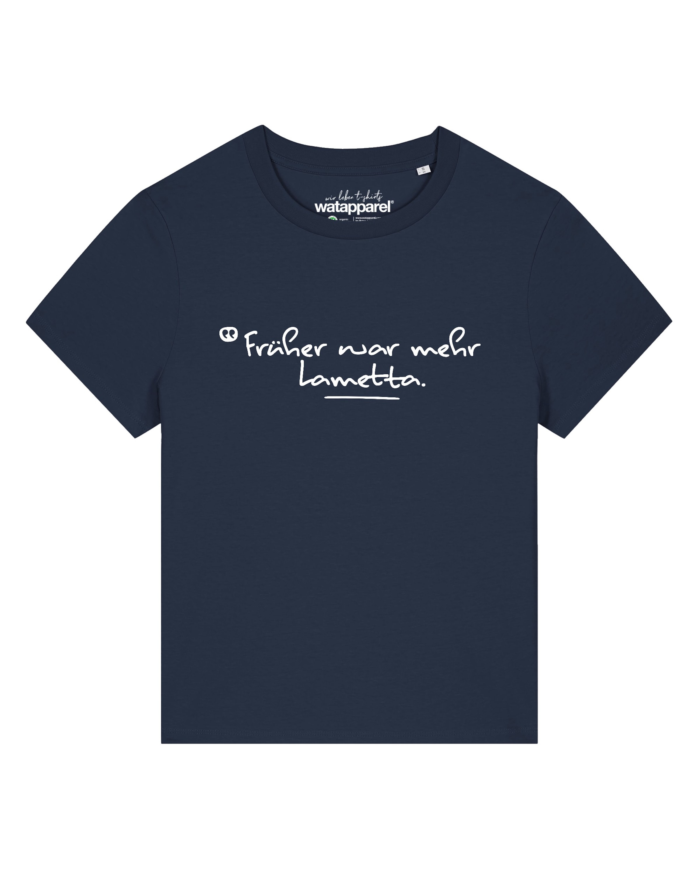 Watapparel T-Shirt 'Früher War Mehr Lametta' in Blau: Vorderseite