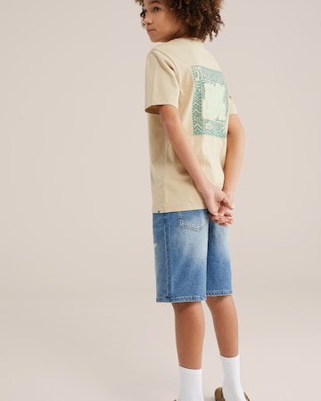 T-Shirt WE Fashion en beige