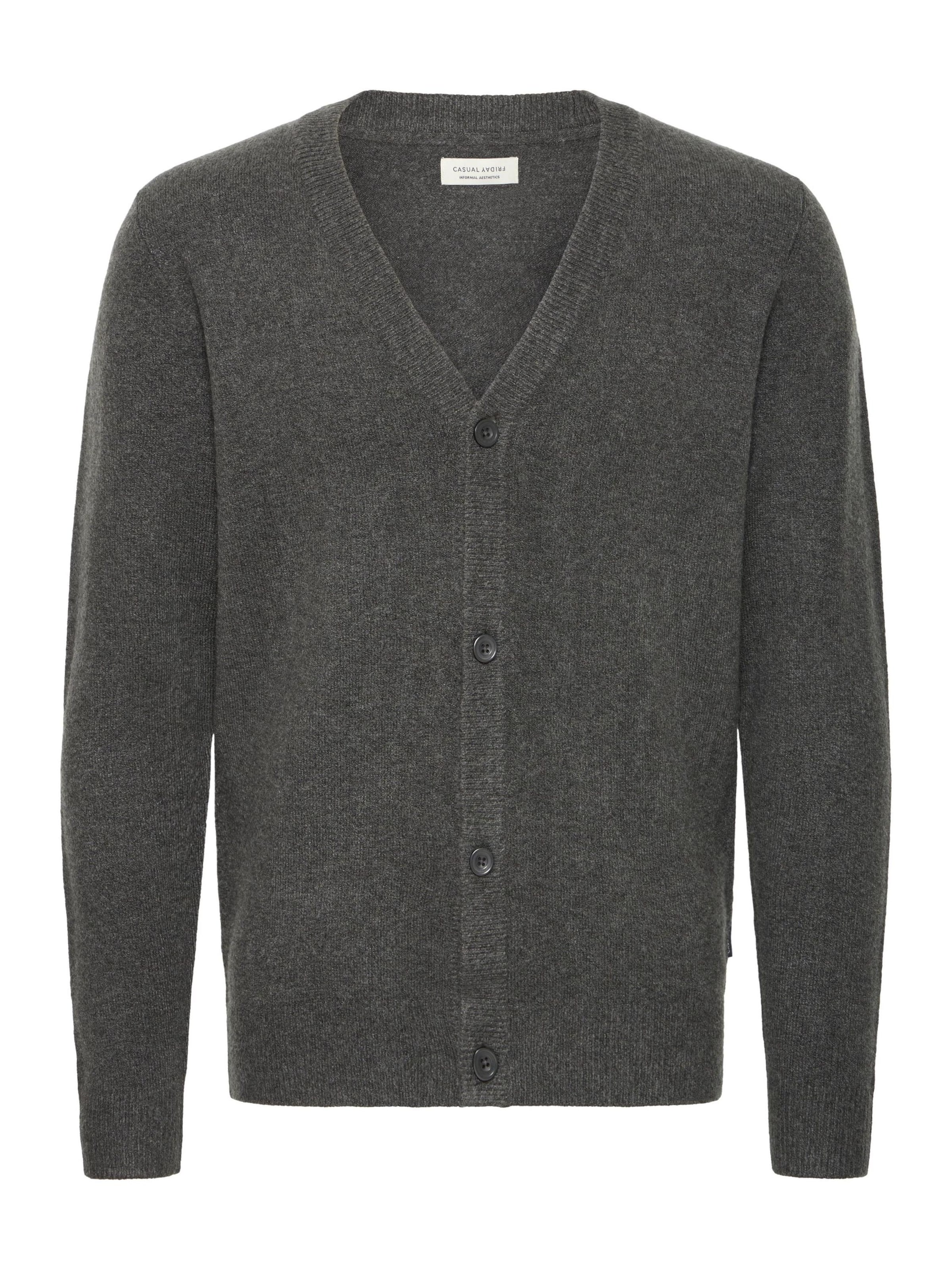 Casual Friday Gebreid vest 'Heine' in Grijs: voorkant