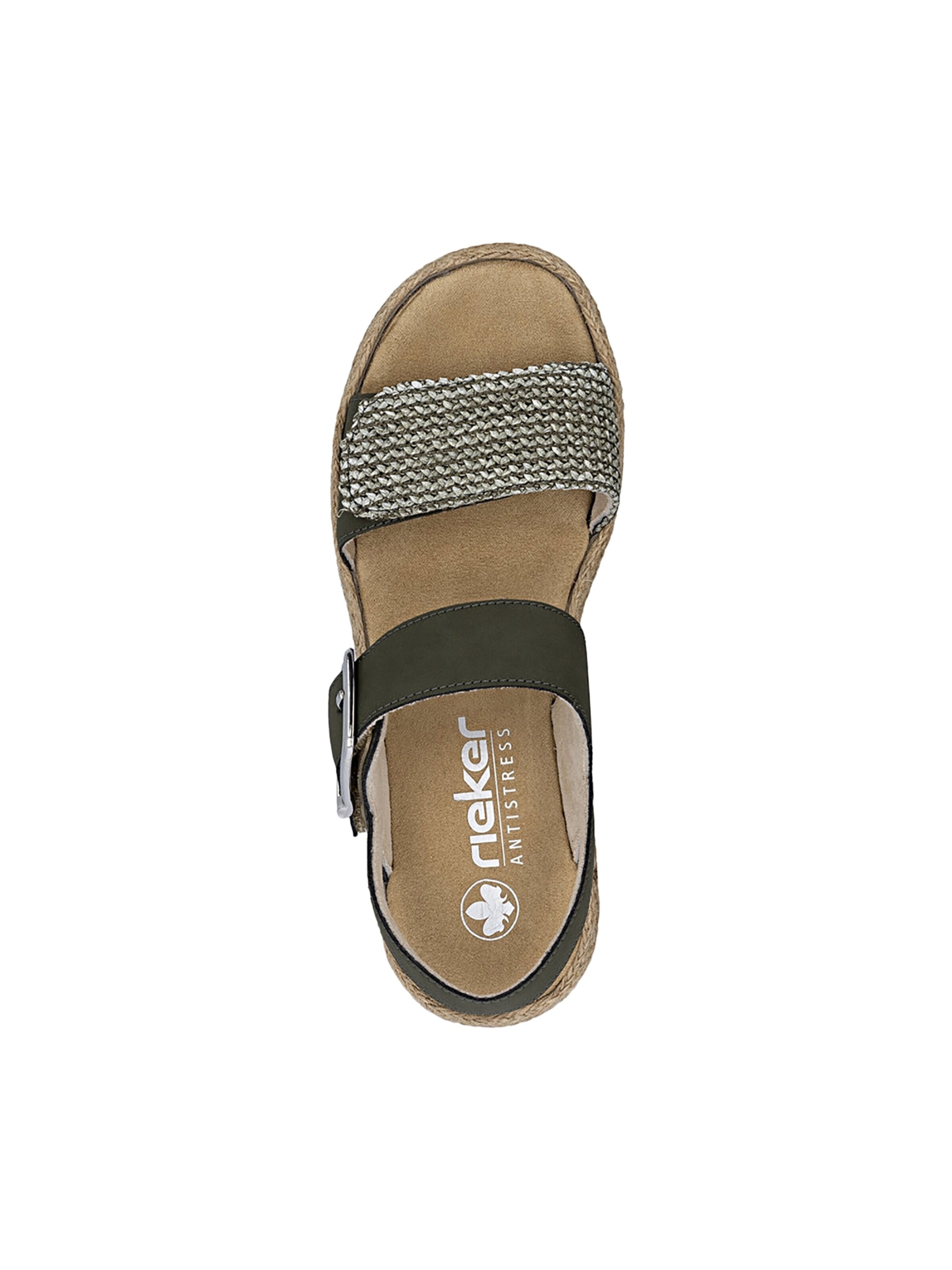 Rieker Sandały 'Rimo-Sandalen aus Leder mit Keilabsatz' w kolorze zielony