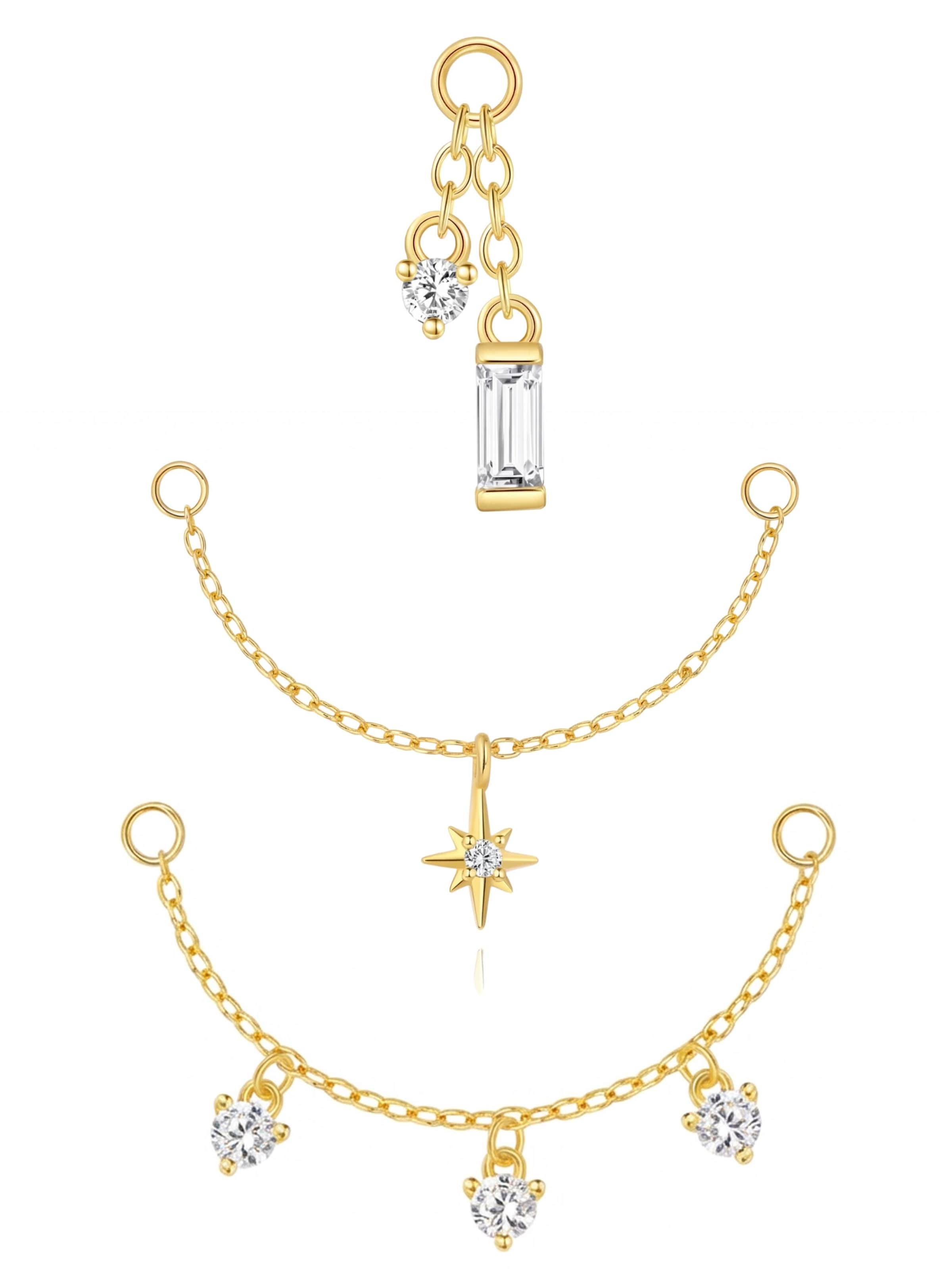 Kamiko Piercingschmuck 'Luxe Trio'‌‌‌ in Gold: Vorderseite