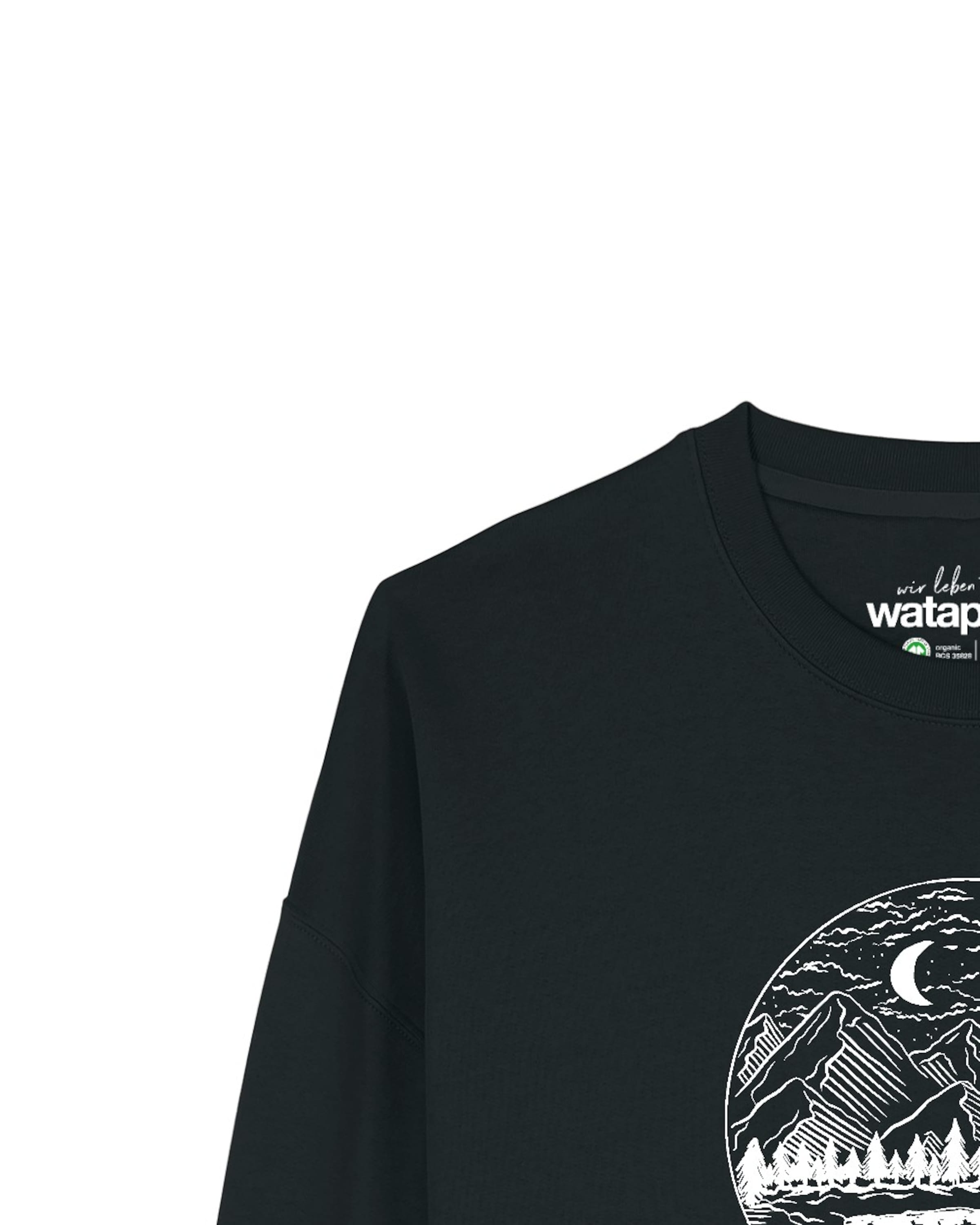 Watapparel Sweatshirt 'Mountains by night' in Zwart