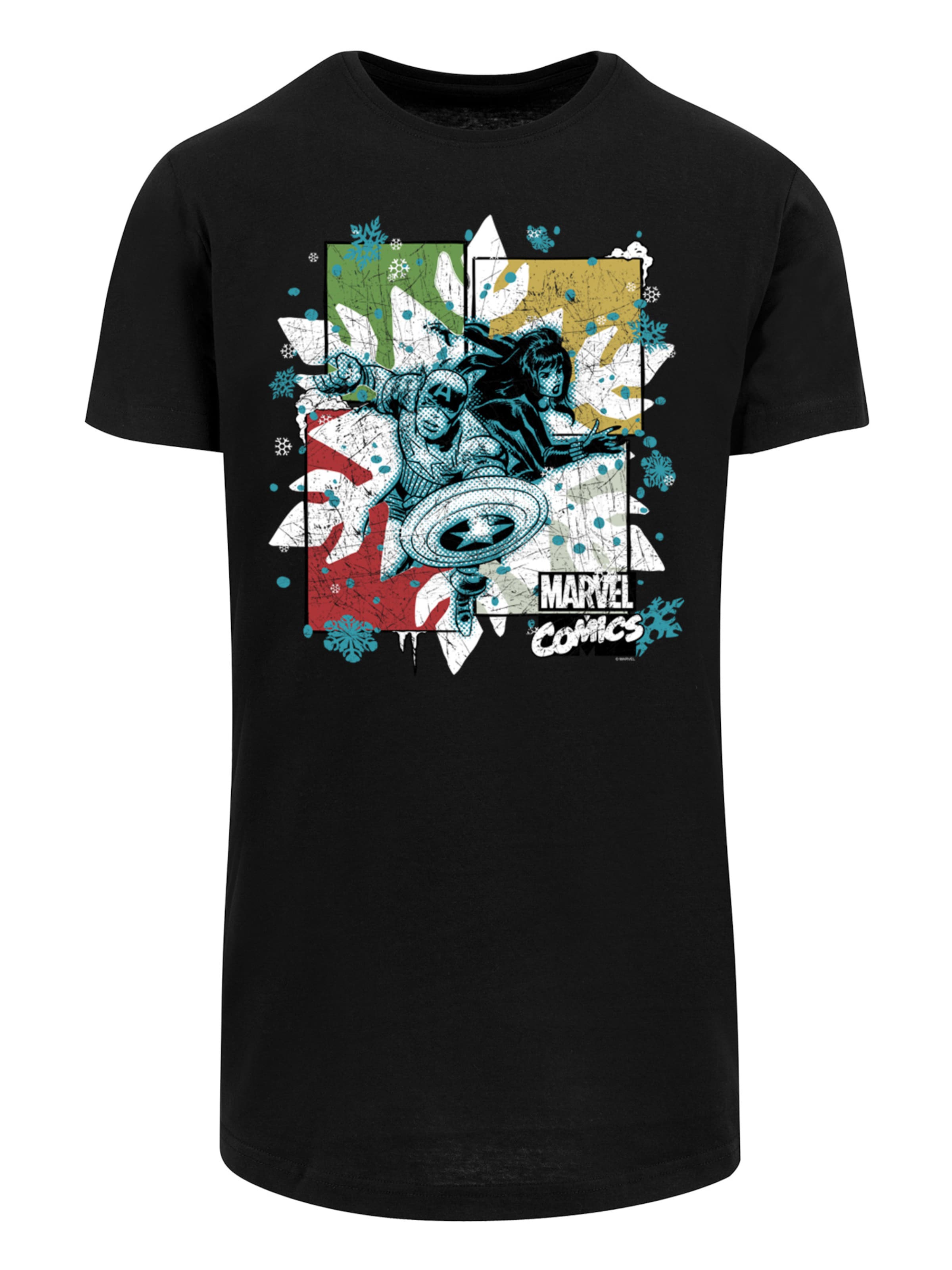 Maglietta 'Marvel Christmas Black Widow' di F4NT4STIC in nero: frontale