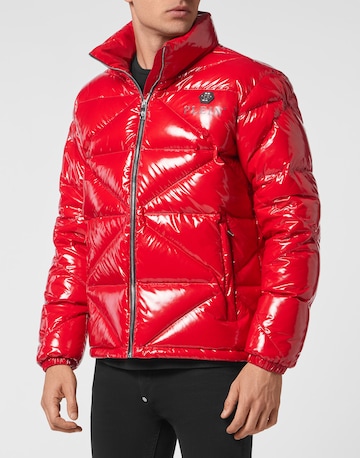 Philipp Plein - Casaco de inverno 'Hexagon' em vermelho: frente