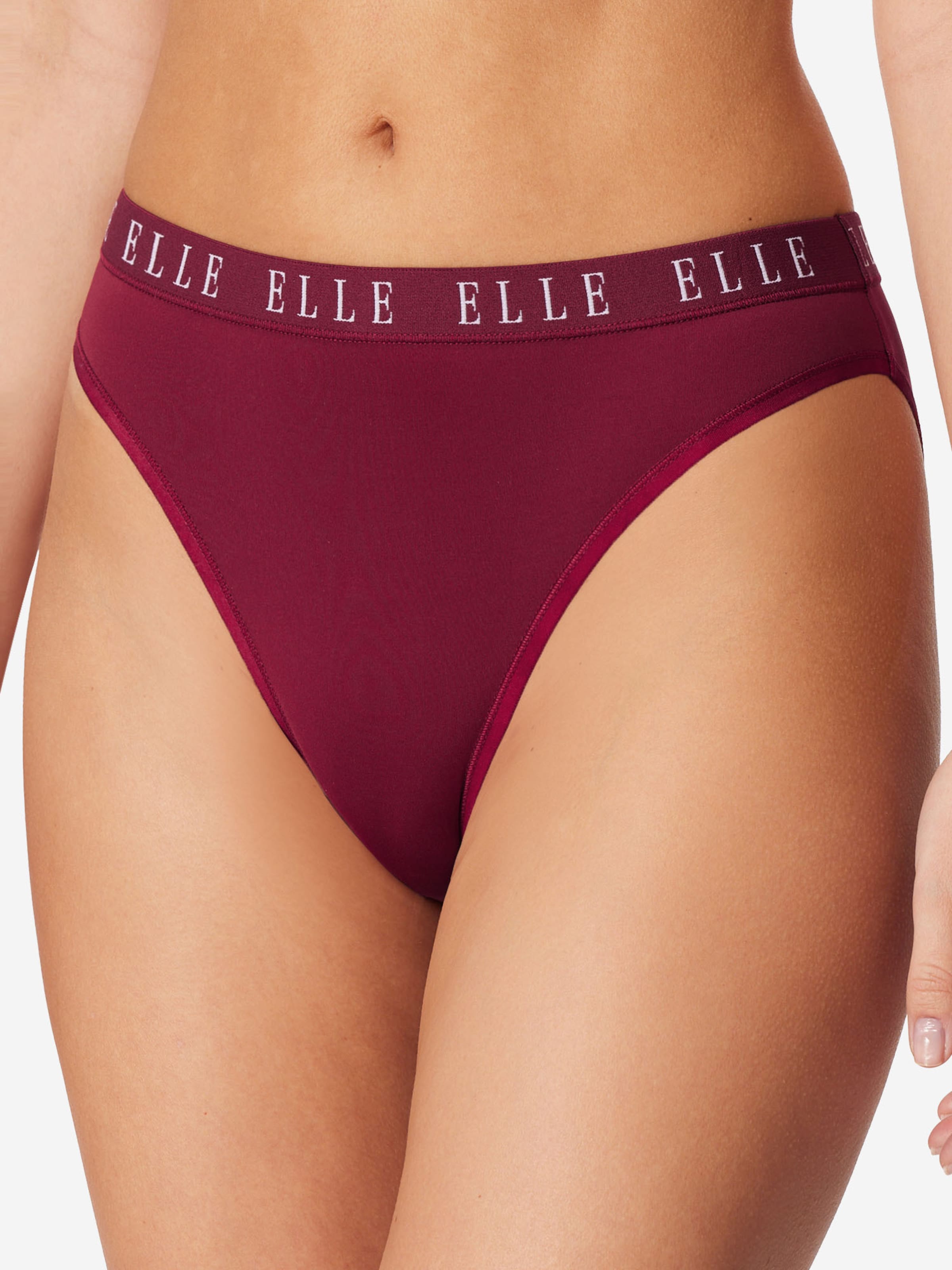ELLE Slip ' High Leg Logo ' in Rood: voorkant