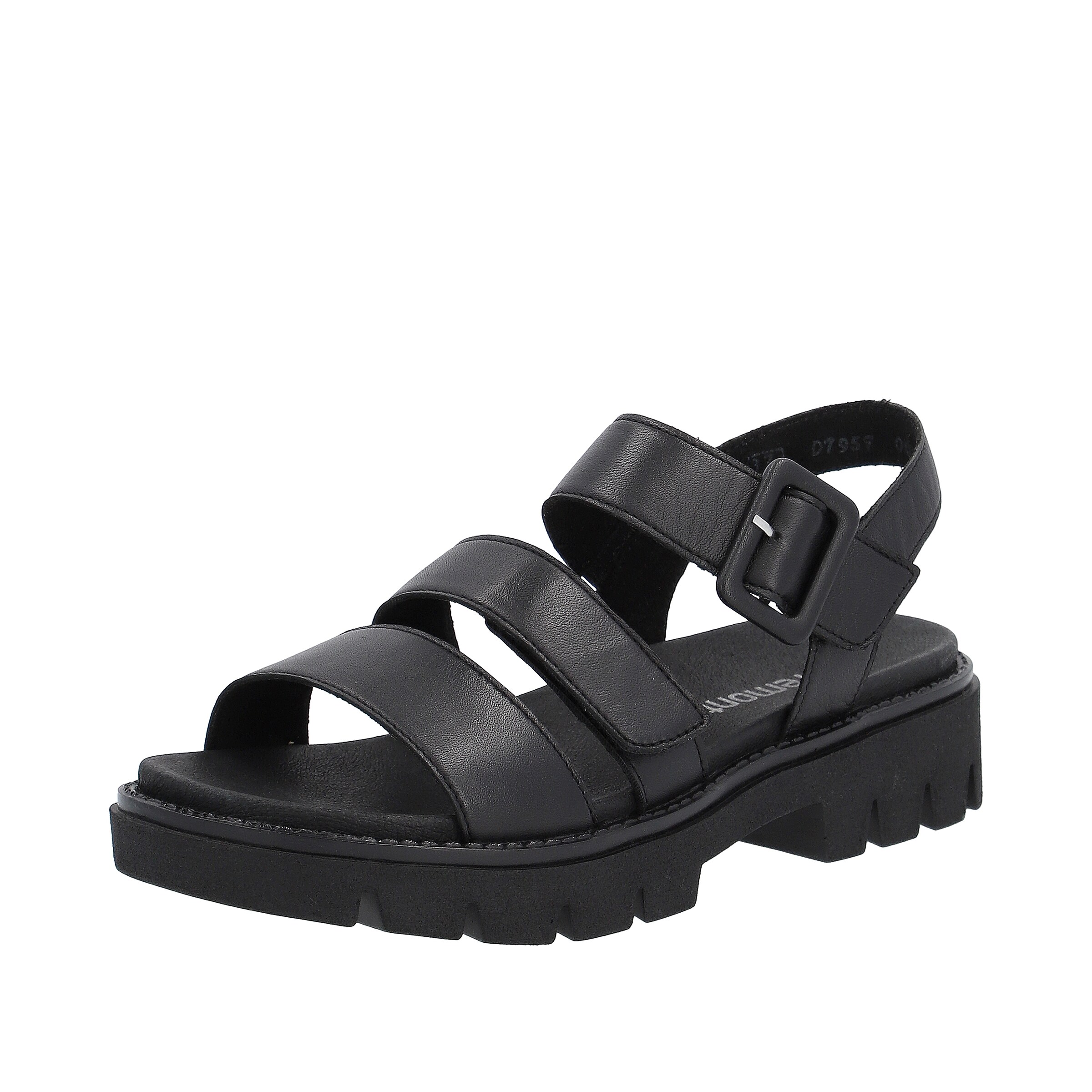 REMONTE Strap Sandals in Black: front