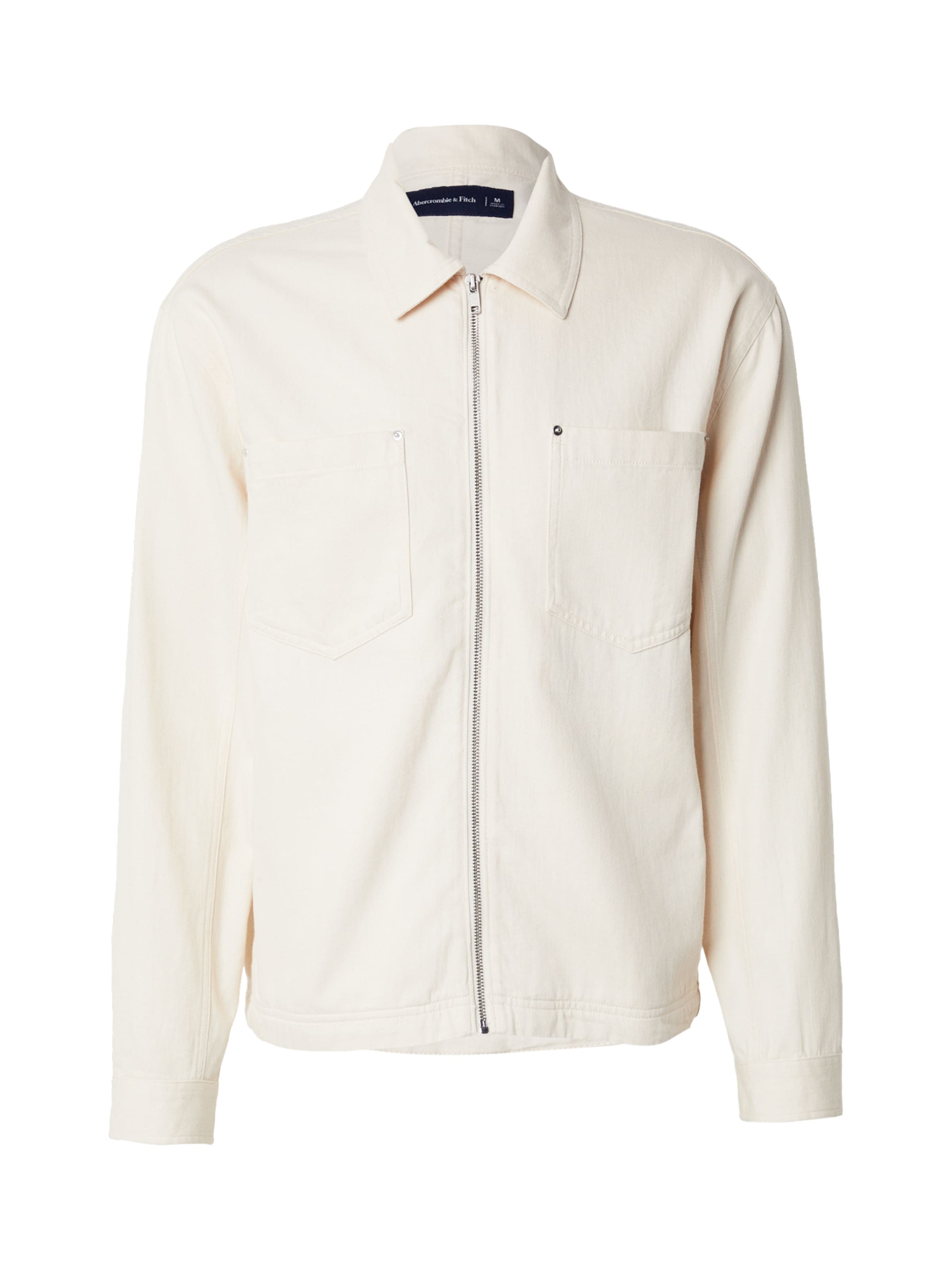 Abercrombie & Fitch Regular fit Φθινοπωρινό και ανοιξιάτικο μπουφάν σε λευκό: μπροστά