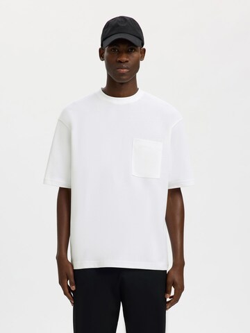 T-Shirt SELECTED en blanc : devant