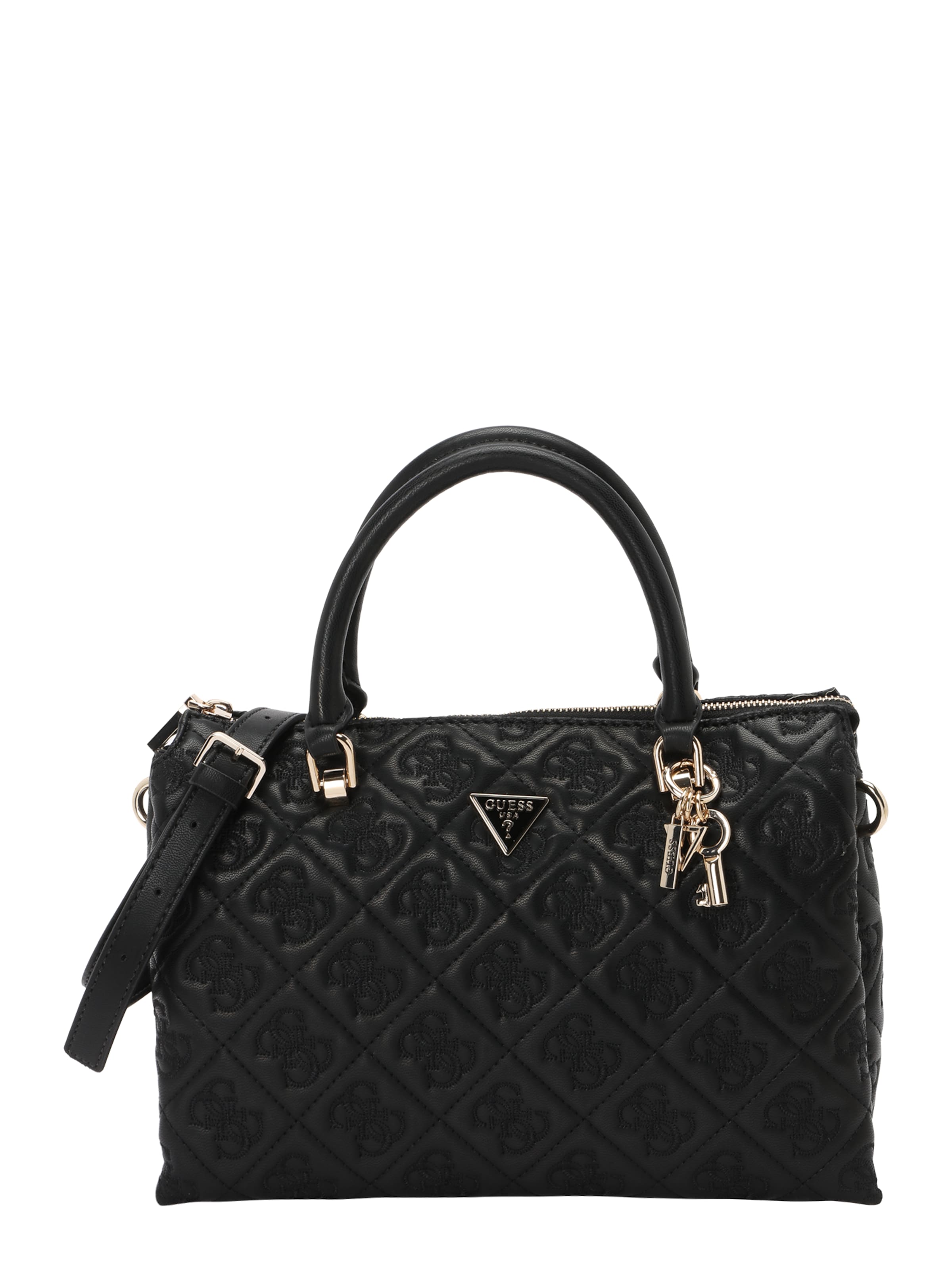 GUESS Handbag &#x27;ADELASIA MULTI COMP SATCHEL&#x27; in Black: front